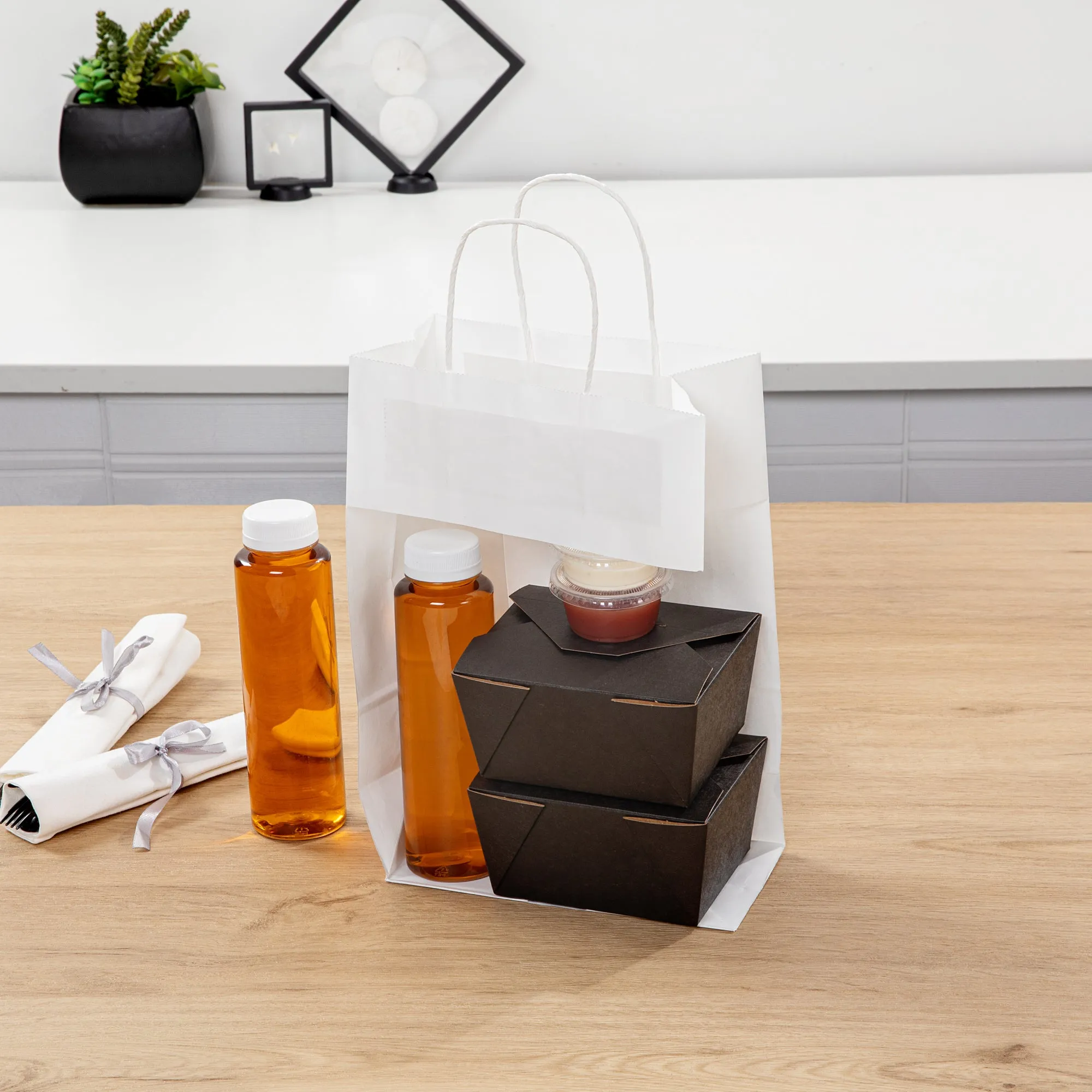 Saving Nature White Paper Retail Bag - with Handles - 7 3/4" x 4" x 11 1/2" - 100 count box