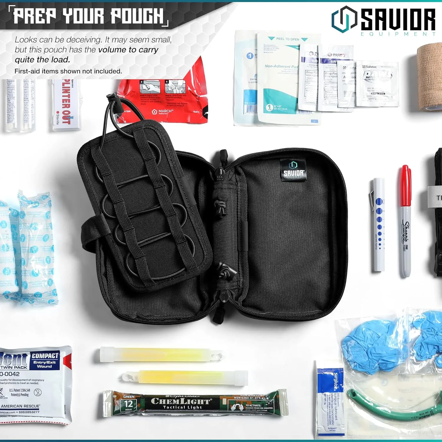 Savior Equipment IFAK Buddy Tactical First-Aid Kit Rip Away MOLLE Pouch Emergency EMT Utility Organization Medical Supply Carrier Outdoor Survival Travel Bag, Attach to Backpack/Belt Loop
