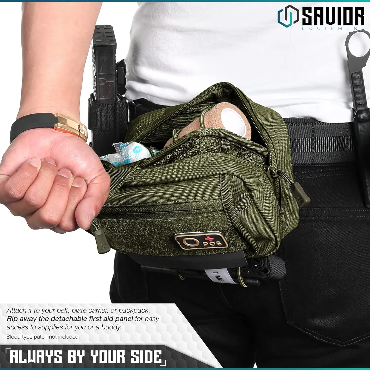 Savior Equipment IFAK Buddy Tactical First-Aid Kit Rip Away MOLLE Pouch Emergency EMT Utility Organization Medical Supply Carrier Outdoor Survival Travel Bag, Attach to Backpack/Belt Loop