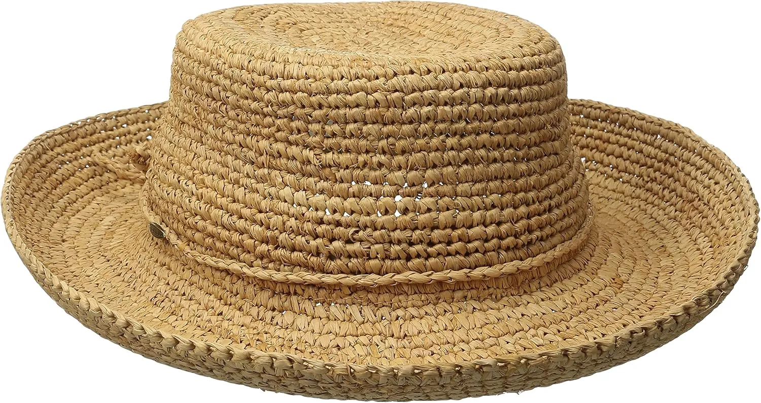 Scala Women's Crocheted Raffia Hat with Drawstring
