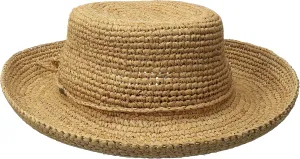 Scala Women's Crocheted Raffia Hat with Drawstring