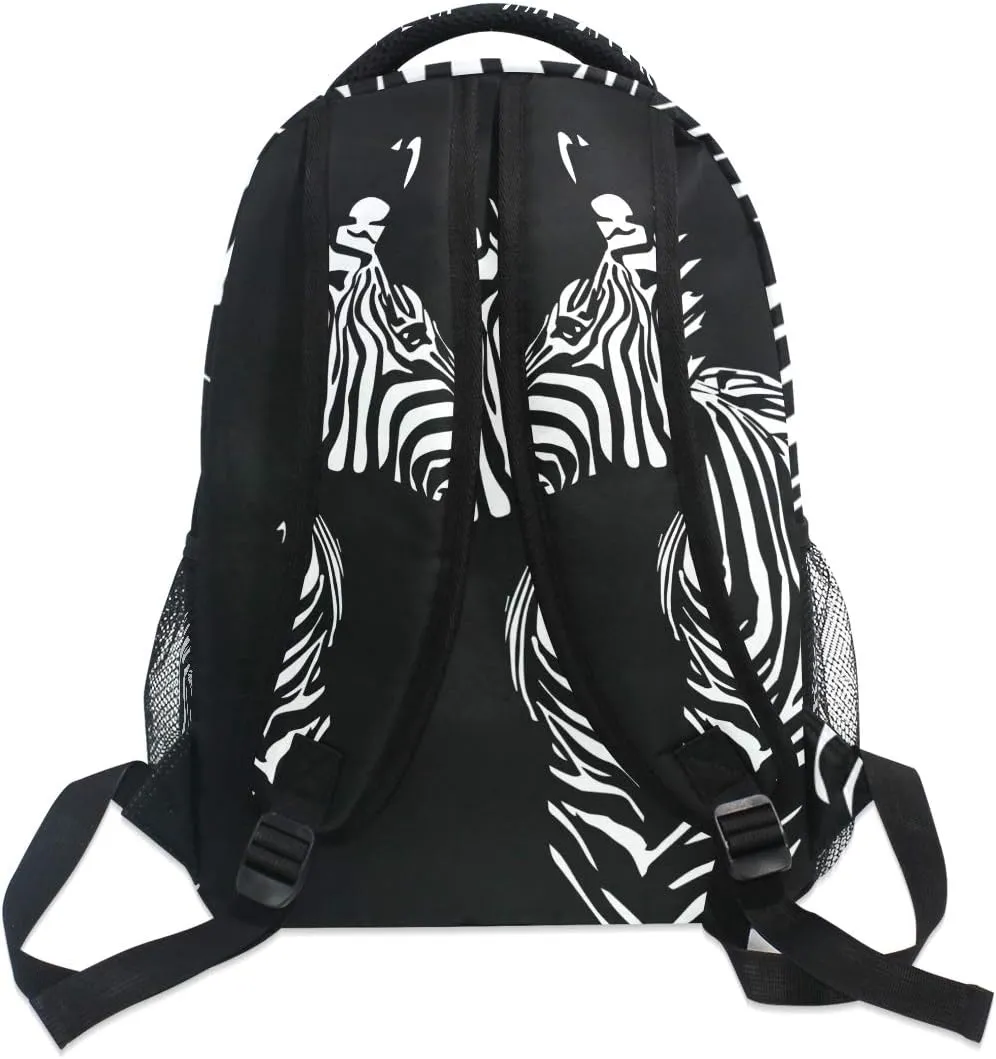 School Backpack Black Zebra Teens Girls Boys Schoolbag Travel Bag