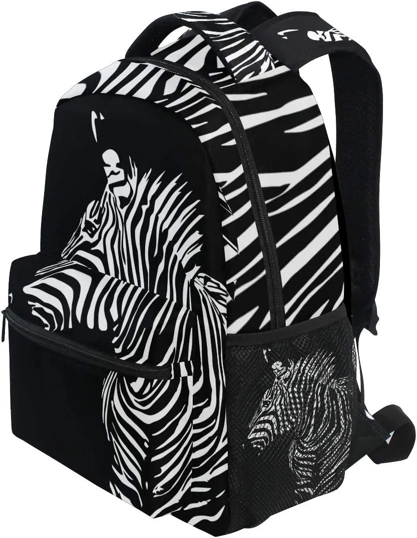School Backpack Black Zebra Teens Girls Boys Schoolbag Travel Bag