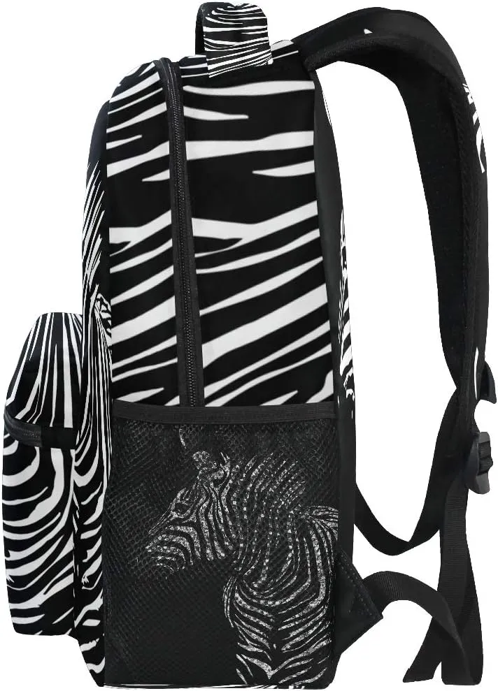 School Backpack Black Zebra Teens Girls Boys Schoolbag Travel Bag