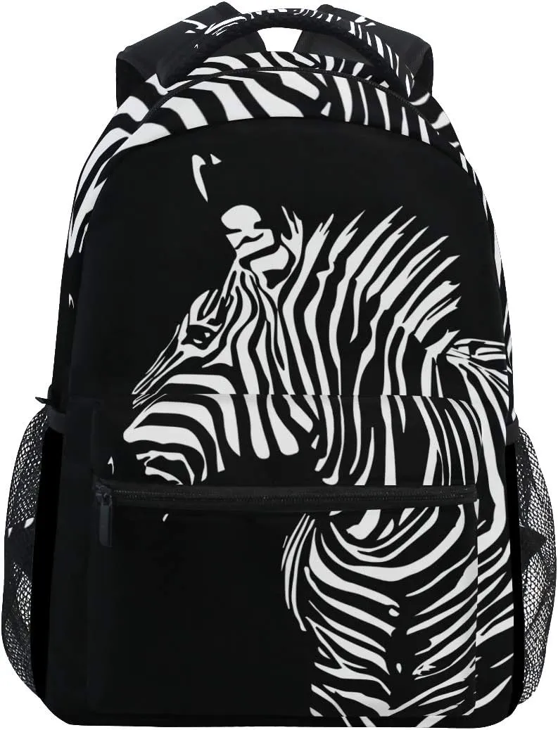 School Backpack Black Zebra Teens Girls Boys Schoolbag Travel Bag