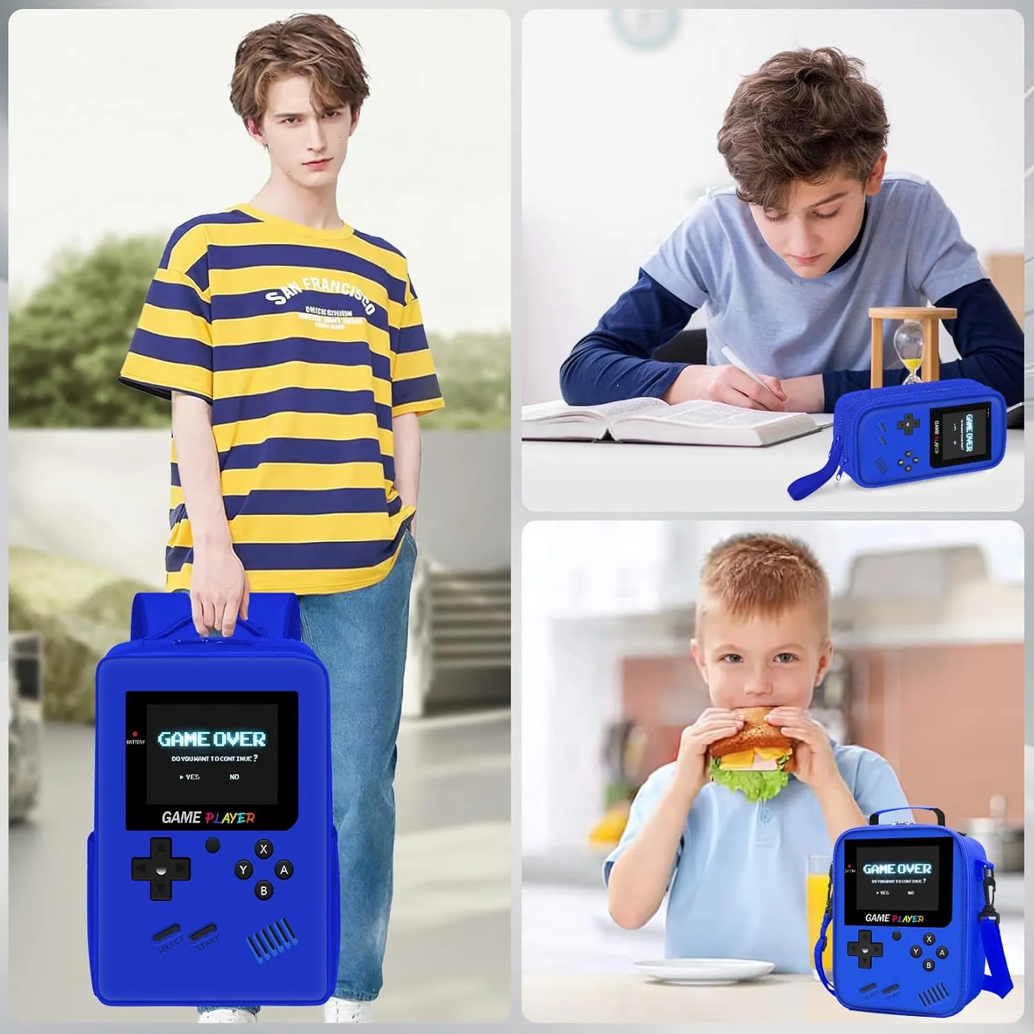 School Backpack for Boys,3pcs Gamer Boys Backpack with Lunch Box Set for Kids Children Teens Elementary Middle School,17" Large Capacity Student Bookbag & Multifunctional Video Game Travel Bag