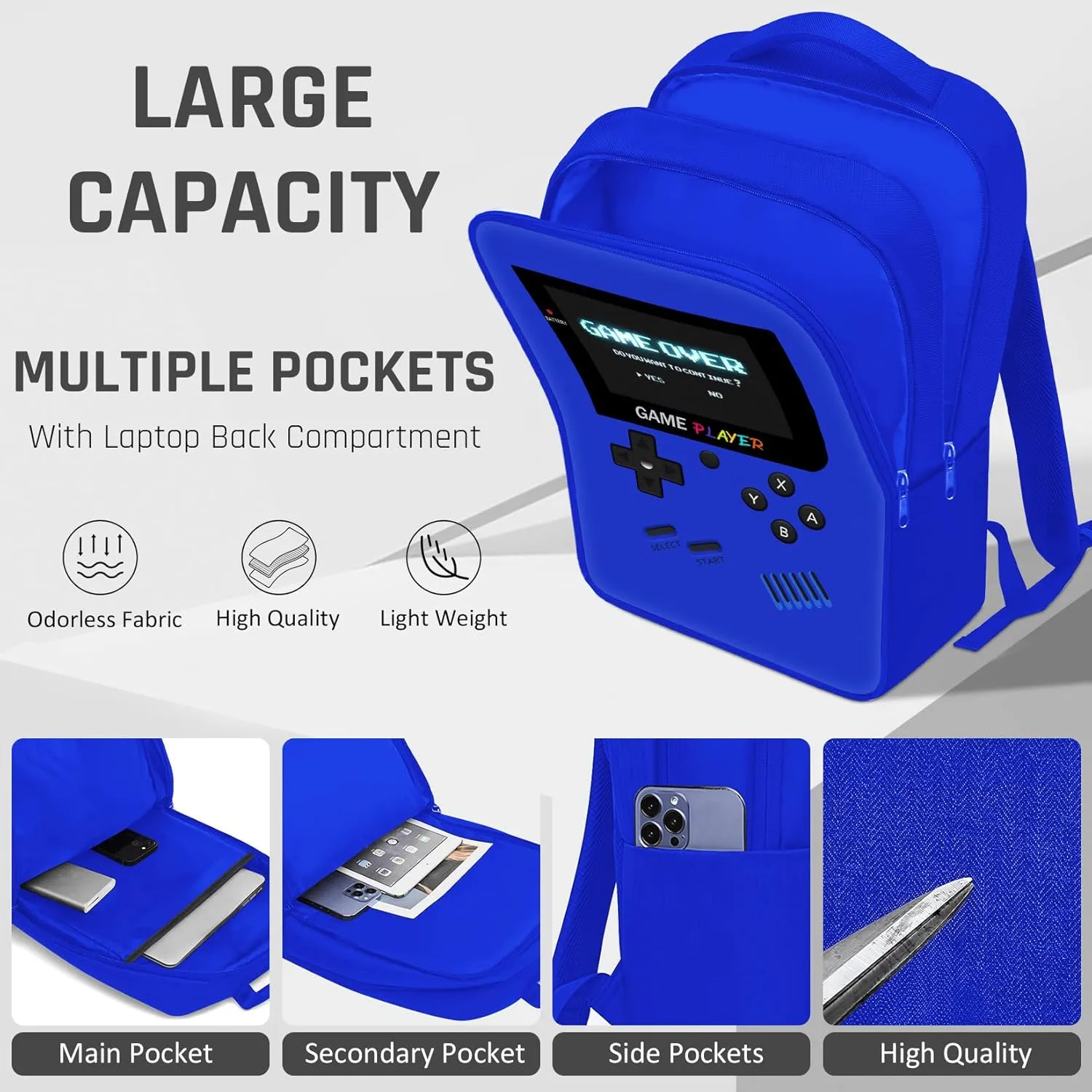 School Backpack for Boys,3pcs Gamer Boys Backpack with Lunch Box Set for Kids Children Teens Elementary Middle School,17" Large Capacity Student Bookbag & Multifunctional Video Game Travel Bag