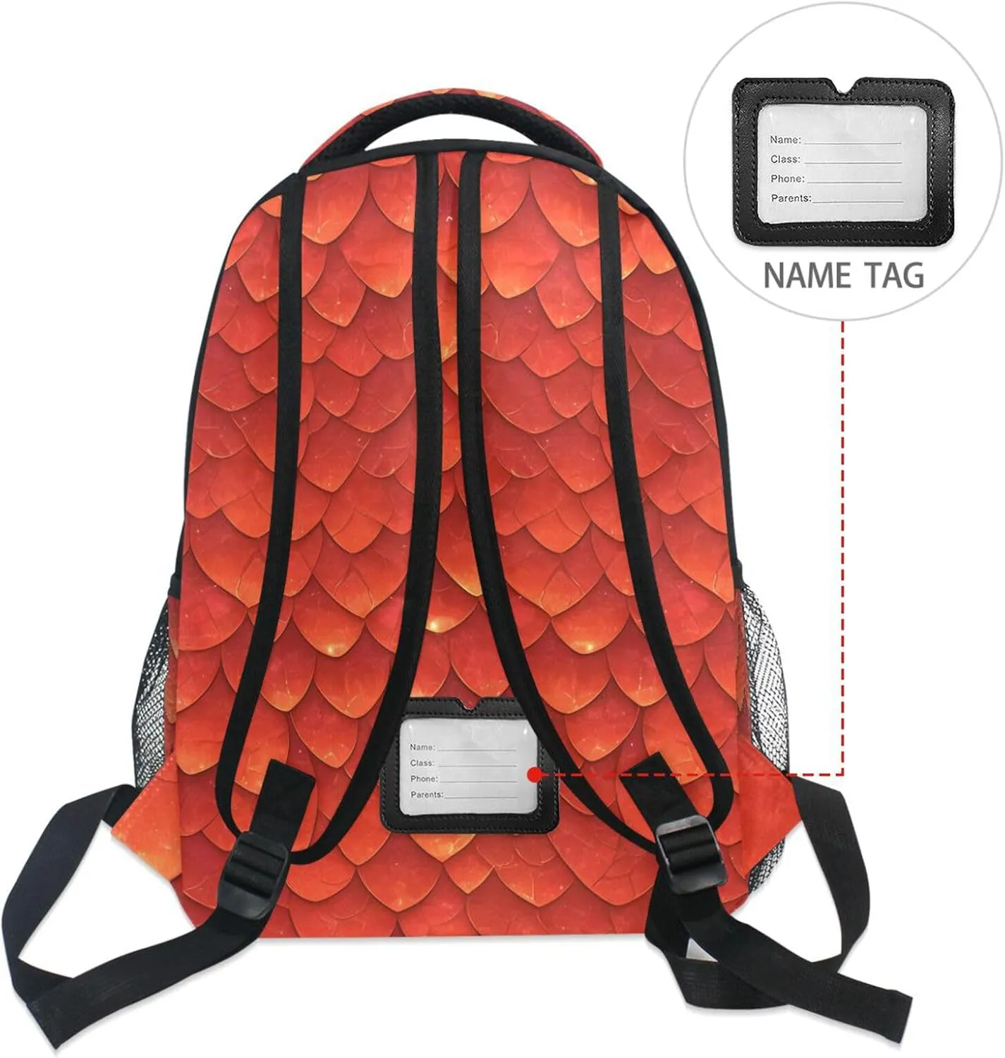 School Backpack for Men and Women Fashion Laptop Bookbag with Chest Strap for Business Work College Travel Trip Red Scales Shimmering