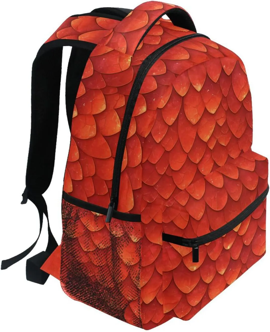 School Backpack for Men and Women Fashion Laptop Bookbag with Chest Strap for Business Work College Travel Trip Red Scales Shimmering