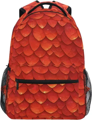 School Backpack for Men and Women Fashion Laptop Bookbag with Chest Strap for Business Work College Travel Trip Red Scales Shimmering