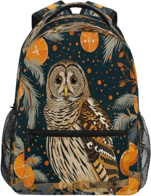 School Backpack for Men Women Fashion Personal Backpack with Chest Strap for Travel Trip Animal Owl Chinese Elaborate Style Painting