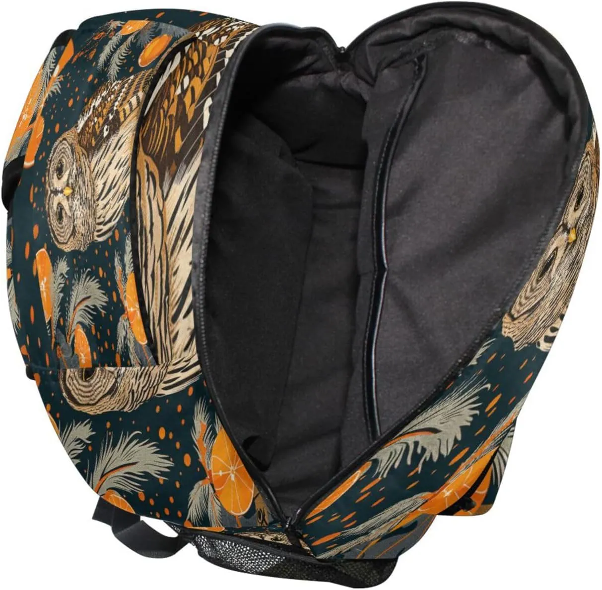 School Backpack for Men Women Fashion Personal Backpack with Chest Strap for Travel Trip Animal Owl Chinese Elaborate Style Painting