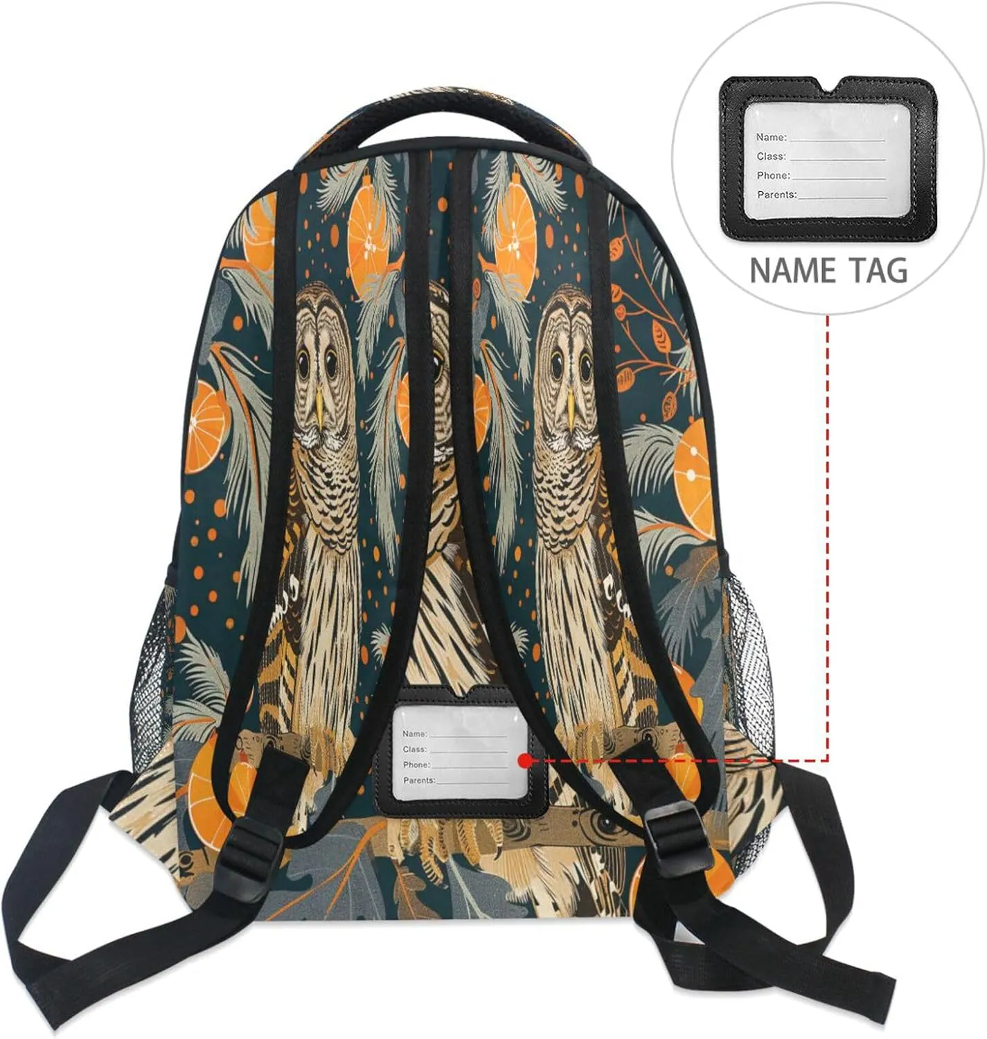 School Backpack for Men Women Fashion Personal Backpack with Chest Strap for Travel Trip Animal Owl Chinese Elaborate Style Painting