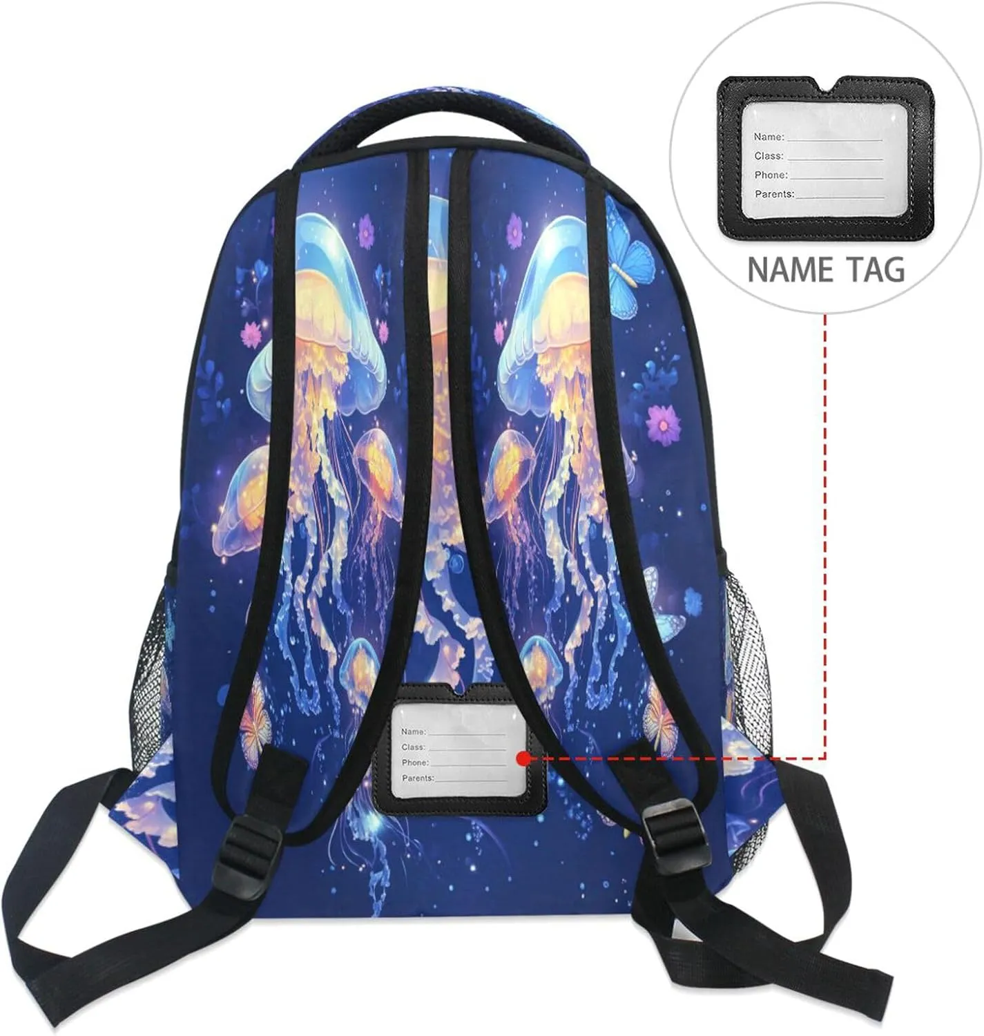 School Backpack for Teenager Waterproof Personal Backpack with Chest Strap Gift Men & Women Cartoon Jellyfish A River