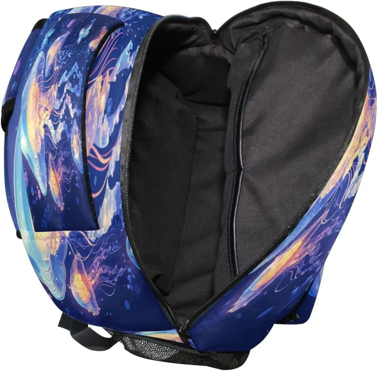 School Backpack for Teenager Waterproof Personal Backpack with Chest Strap Gift Men & Women Cartoon Jellyfish A River