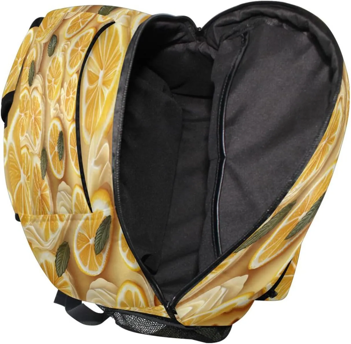 School Backpack for Women Men Fashion Laptop Bookbag with Chest Strap for Travel Trip Lemon Tart Art Deco Style