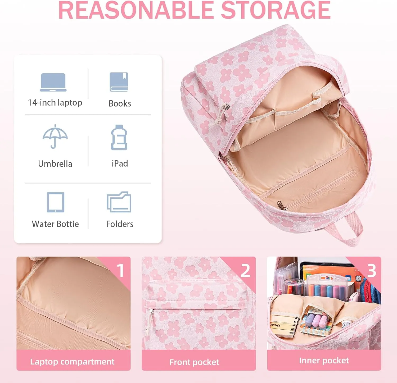 School Backpack Teen Girls Lightweight Bookbags Elementary Middle School College Back Pack Women Laptop Casual Daypacks