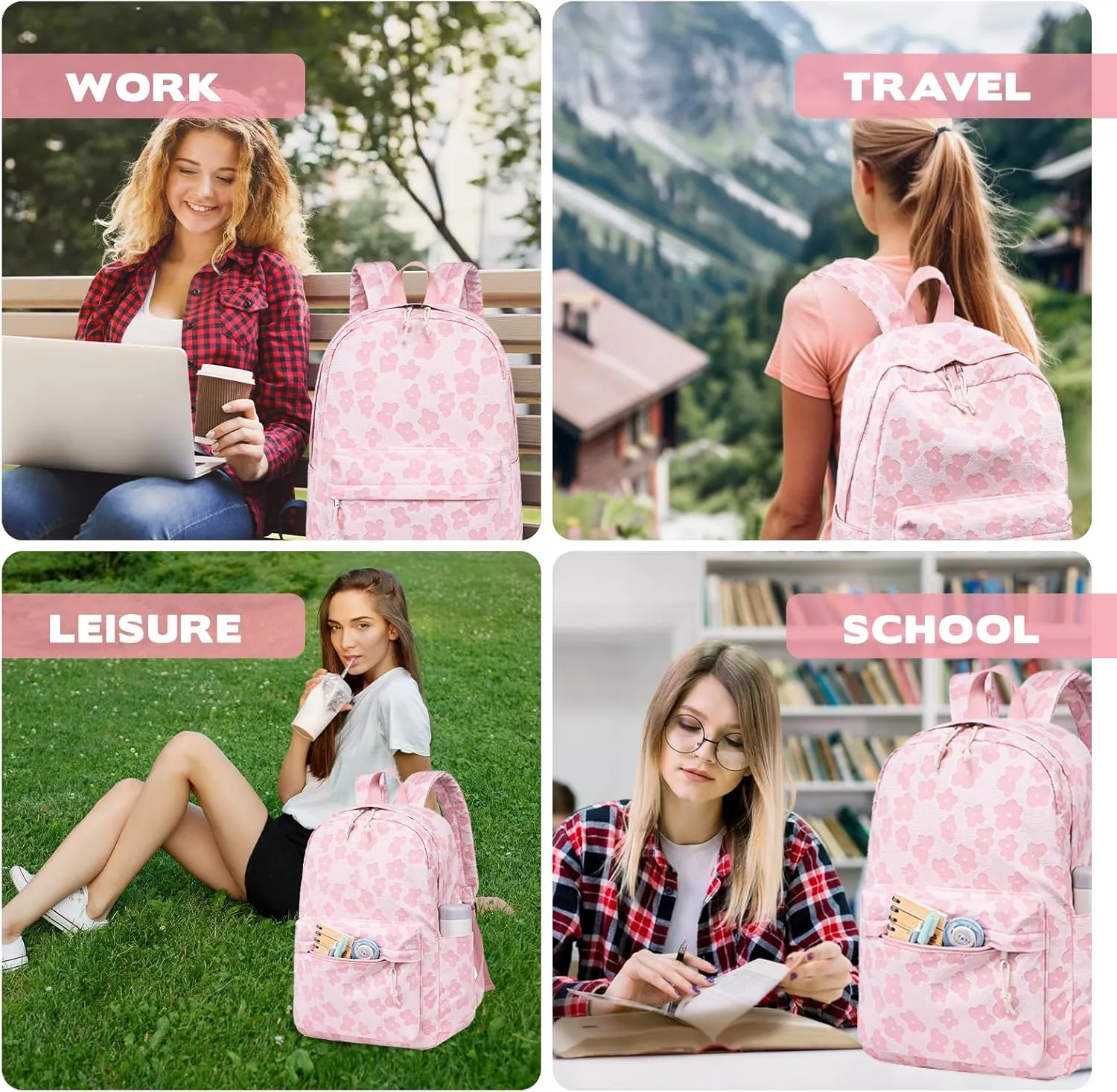 School Backpack Teen Girls Lightweight Bookbags Elementary Middle School College Back Pack Women Laptop Casual Daypacks