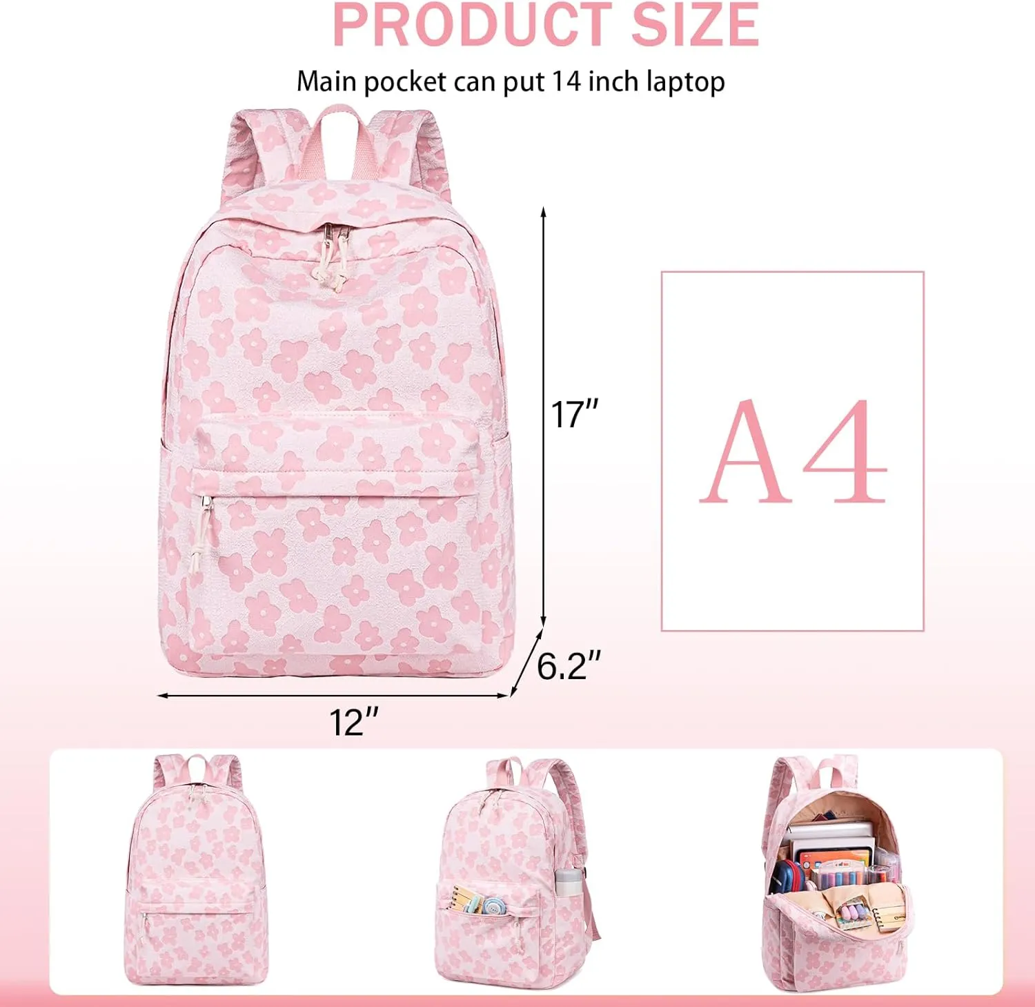 School Backpack Teen Girls Lightweight Bookbags Elementary Middle School College Back Pack Women Laptop Casual Daypacks