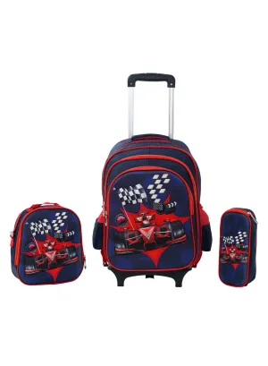 School Rolling backpack All in one Set of 3, school bag set with Pencil case,lunch bag for boys and girls, back to school essential, trolley bag for school