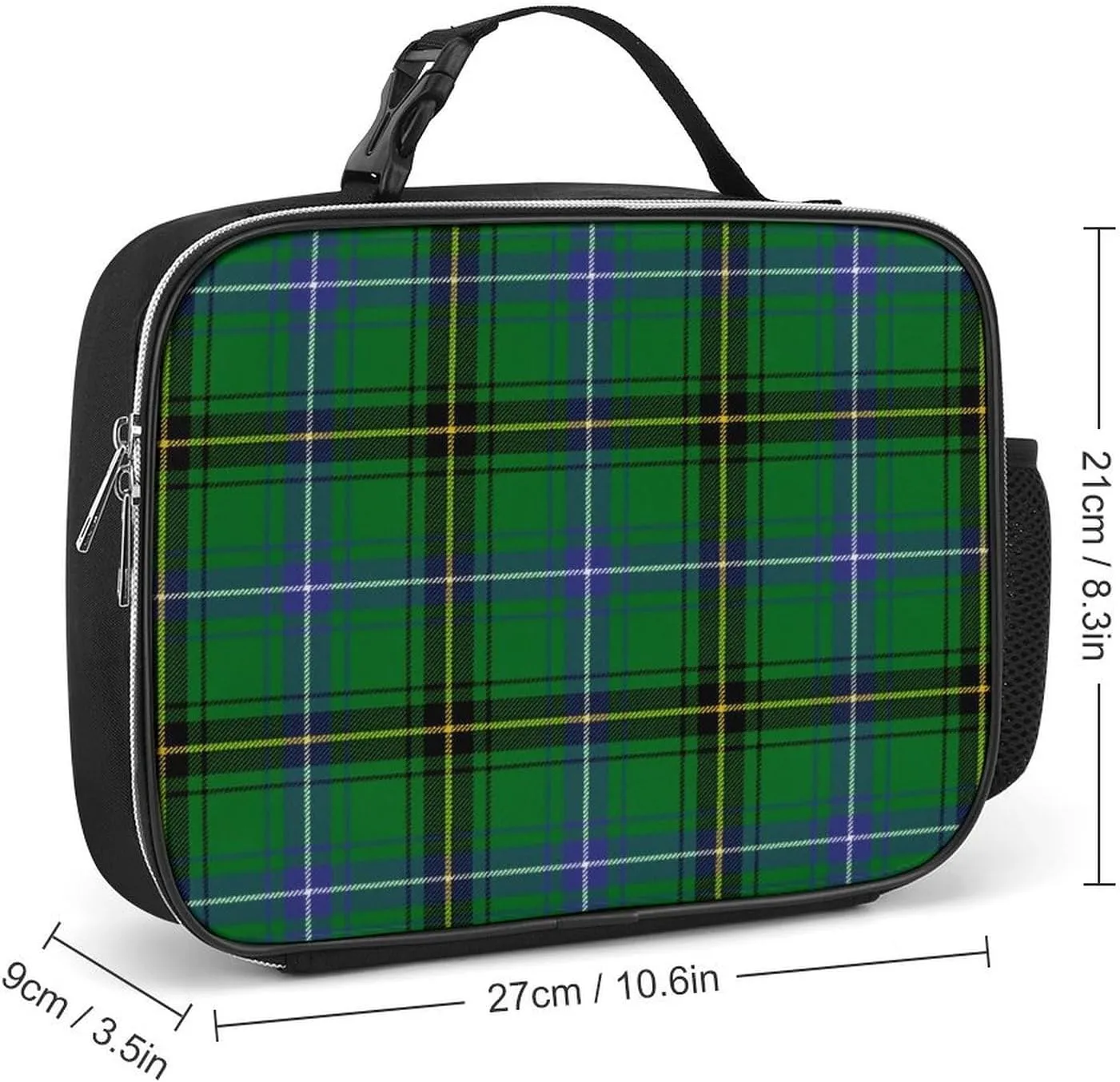 Scottish Clan Henderson Tartan Plaid Detachable Polyester Lunch Bag, Large Capacity Lunch Bag