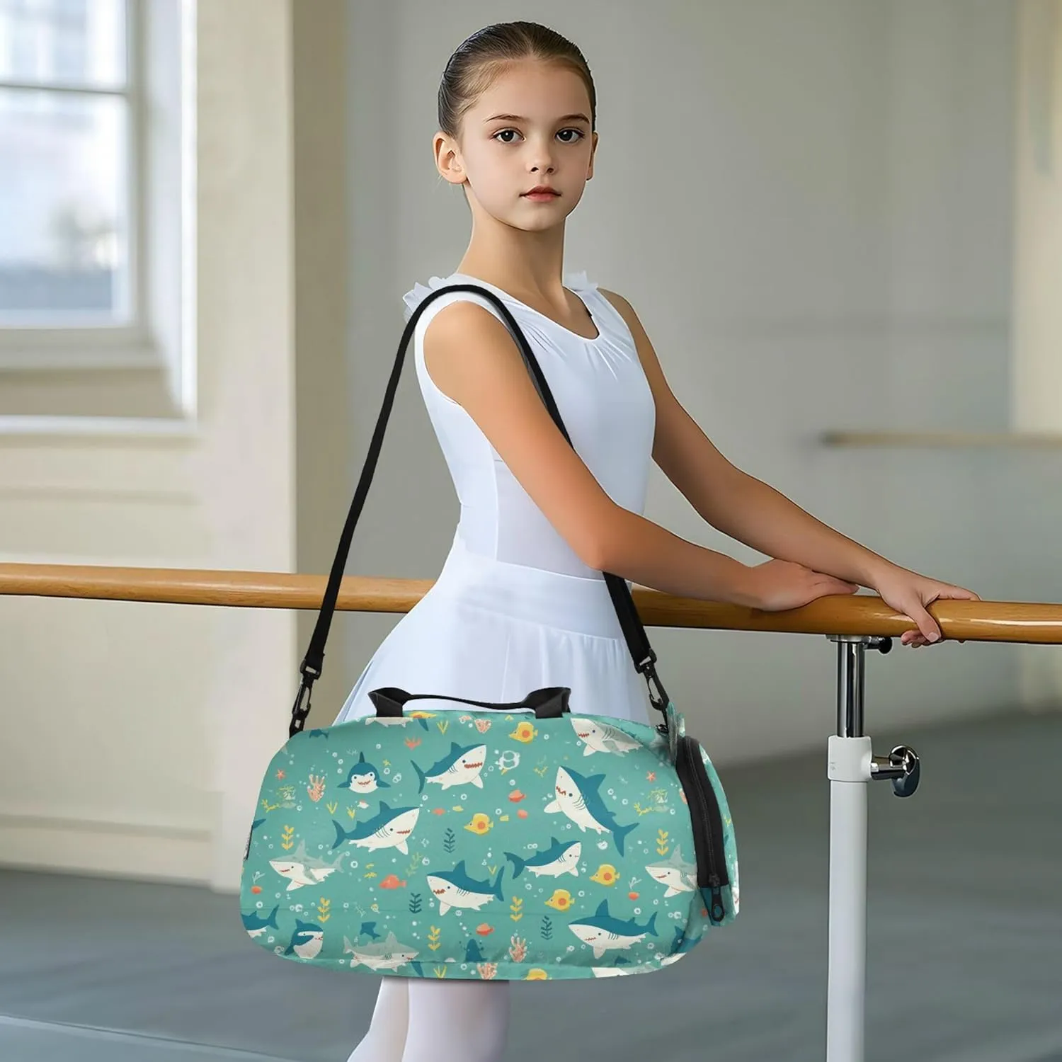 Sea Fish Small Gym Bag with Shoes Compartment Lightweight Sports Bag Travel Tote for Travel, Sports, Duffel, Weekender