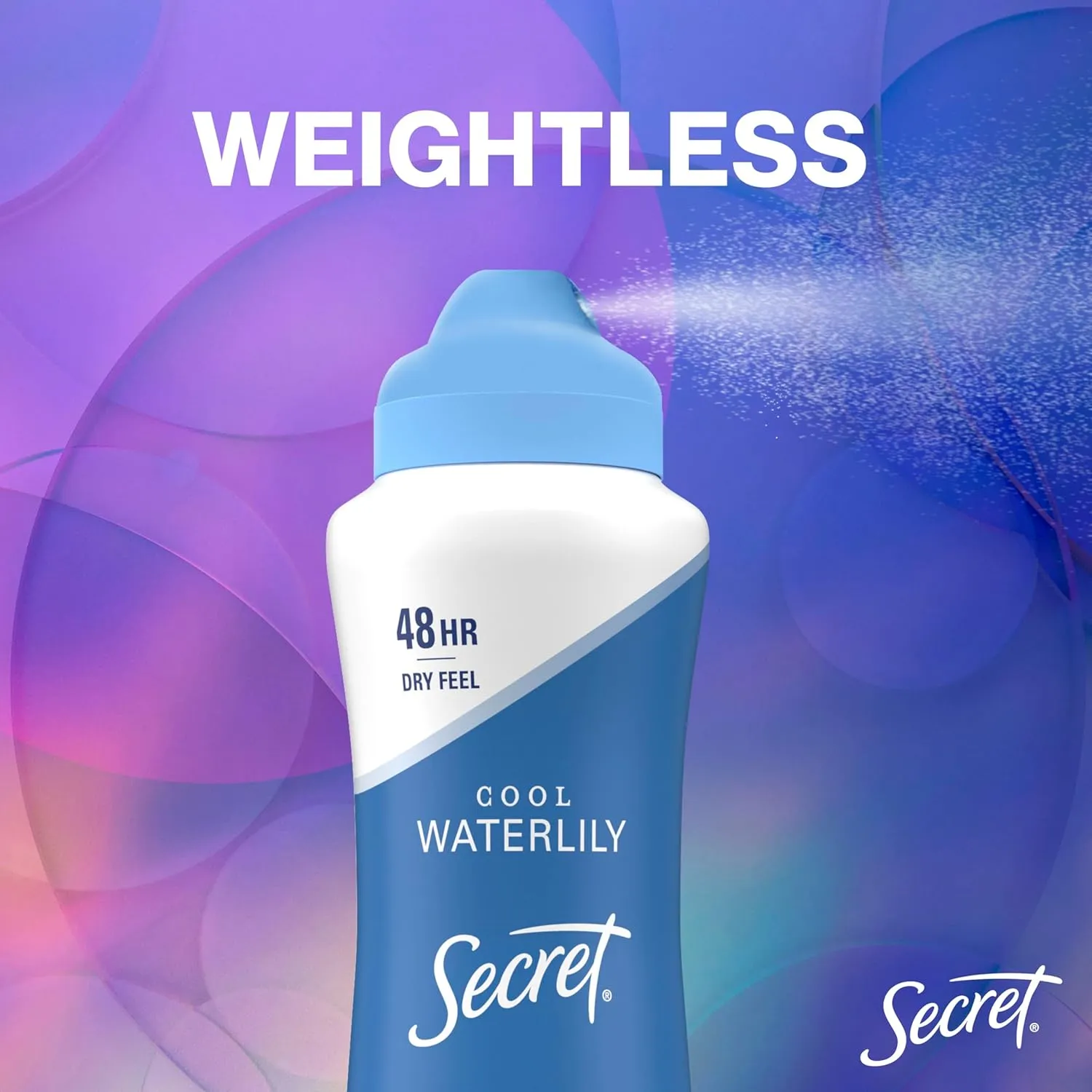 Secret Dry Spray Antiperspirant Deodorant for Women, 48hr Weightless Sweat & Odor Protection, Gentle on Skin, Waterlily & Argan Oil Scent, 4.1 oz (Pack of 3)