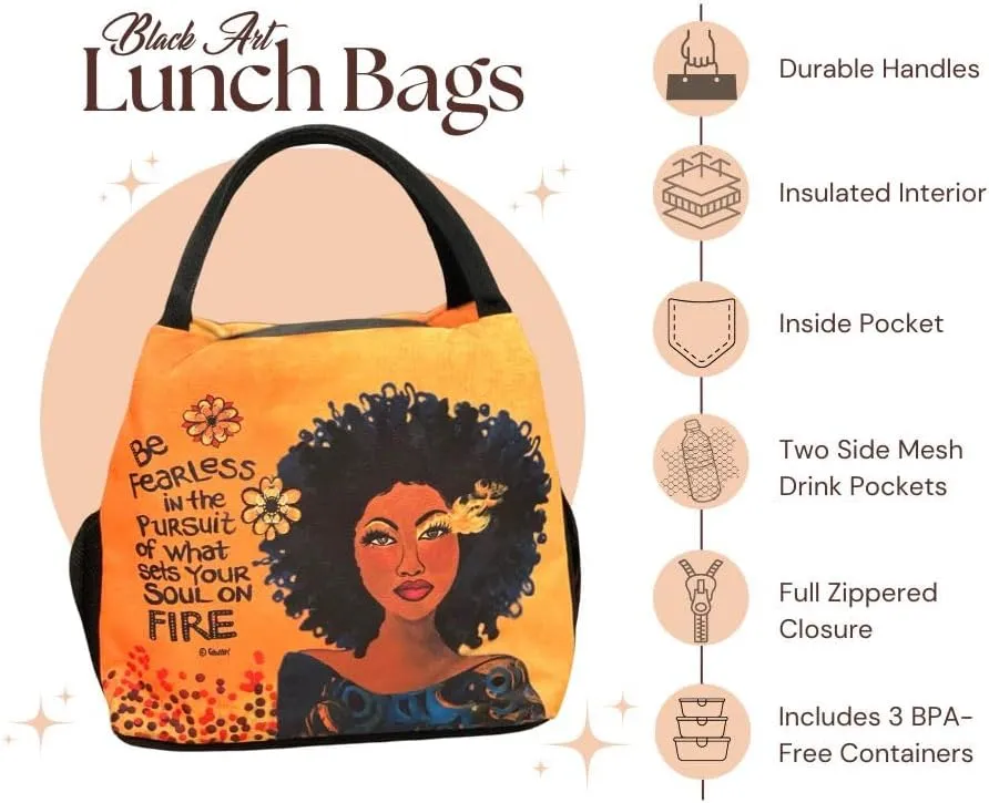 Shades of Color African American Lunch Bag, Reusable, Insulated, with Shoulder Strap, for Hiking, Picnic, Beach, Office—Perfect Gift for Black Women