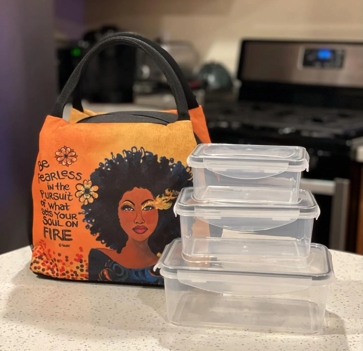 Shades of Color African American Lunch Bag, Reusable, Insulated, with Shoulder Strap, for Hiking, Picnic, Beach, Office—Perfect Gift for Black Women