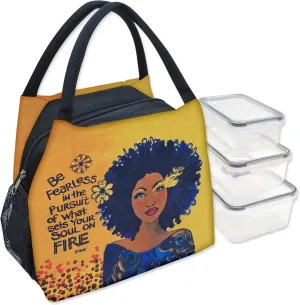 Shades of Color African American Lunch Bag, Reusable, Insulated, with Shoulder Strap, for Hiking, Picnic, Beach, Office—Perfect Gift for Black Women