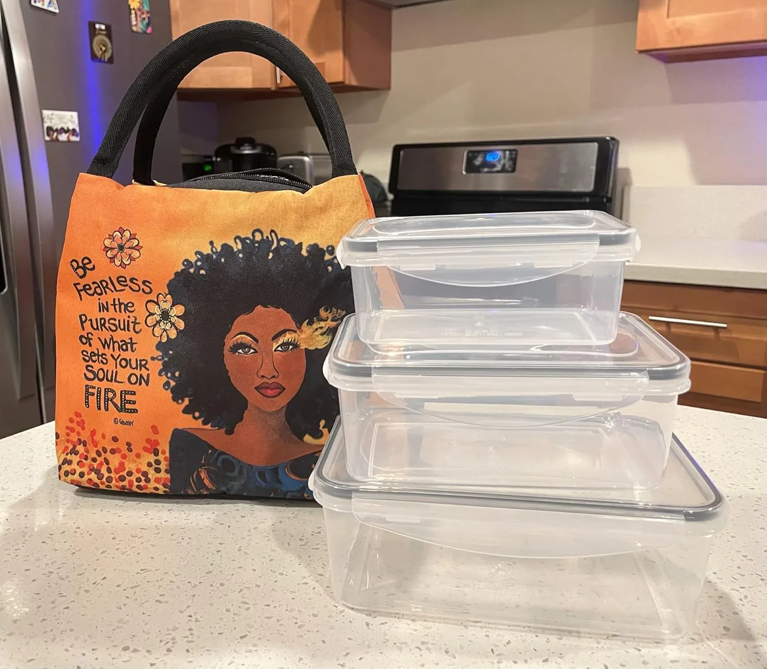 Shades of Color African American Lunch Bag, Reusable, Insulated, with Shoulder Strap, for Hiking, Picnic, Beach, Office—Perfect Gift for Black Women