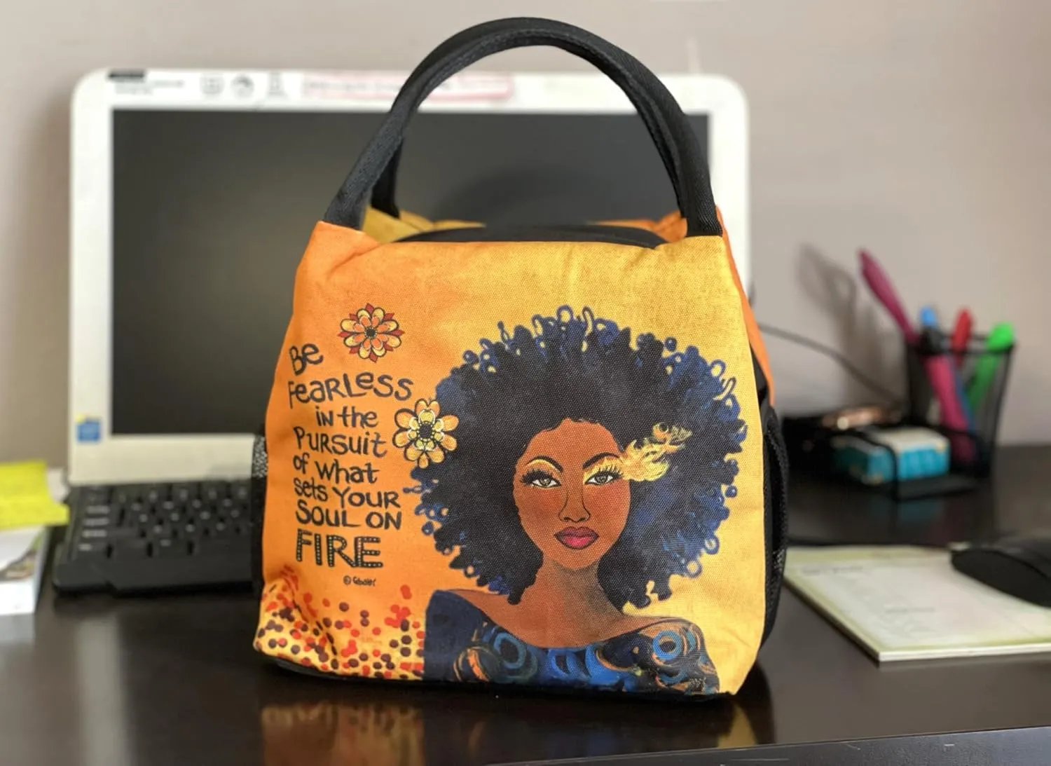 Shades of Color African American Lunch Bag, Reusable, Insulated, with Shoulder Strap, for Hiking, Picnic, Beach, Office—Perfect Gift for Black Women