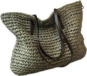 Shopping Bag Straw Handbag Summer Casual Large Capacity Tote Bag Beach Women One Shoulder Simple Style Shopping Bag