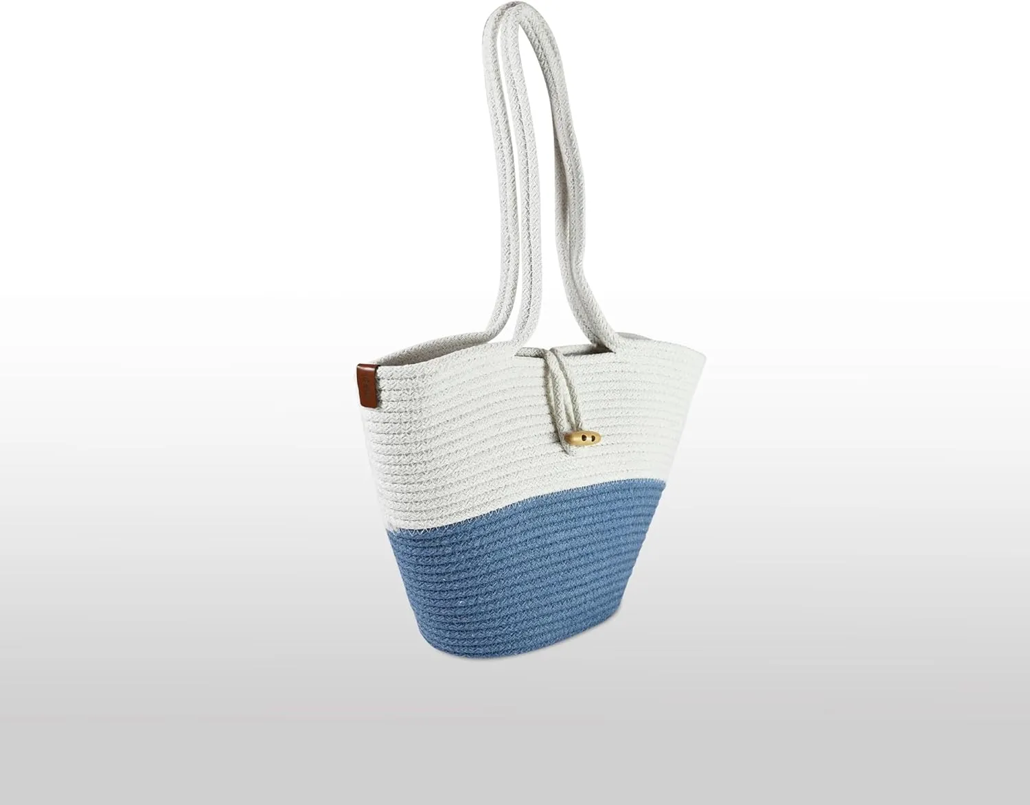 Shoulder and Hand Bag for Women, Handmade by Braided Cotton Cord, Set of 2, Bag Sizes 15”x9” and 13”x8”, Beige/Off-White