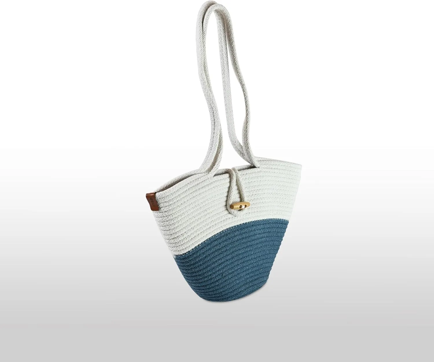 Shoulder and Hand Bag for Women, Handmade by Braided Cotton Cord, Set of 2, Bag Sizes 15”x9” and 13”x8”, Beige/Off-White