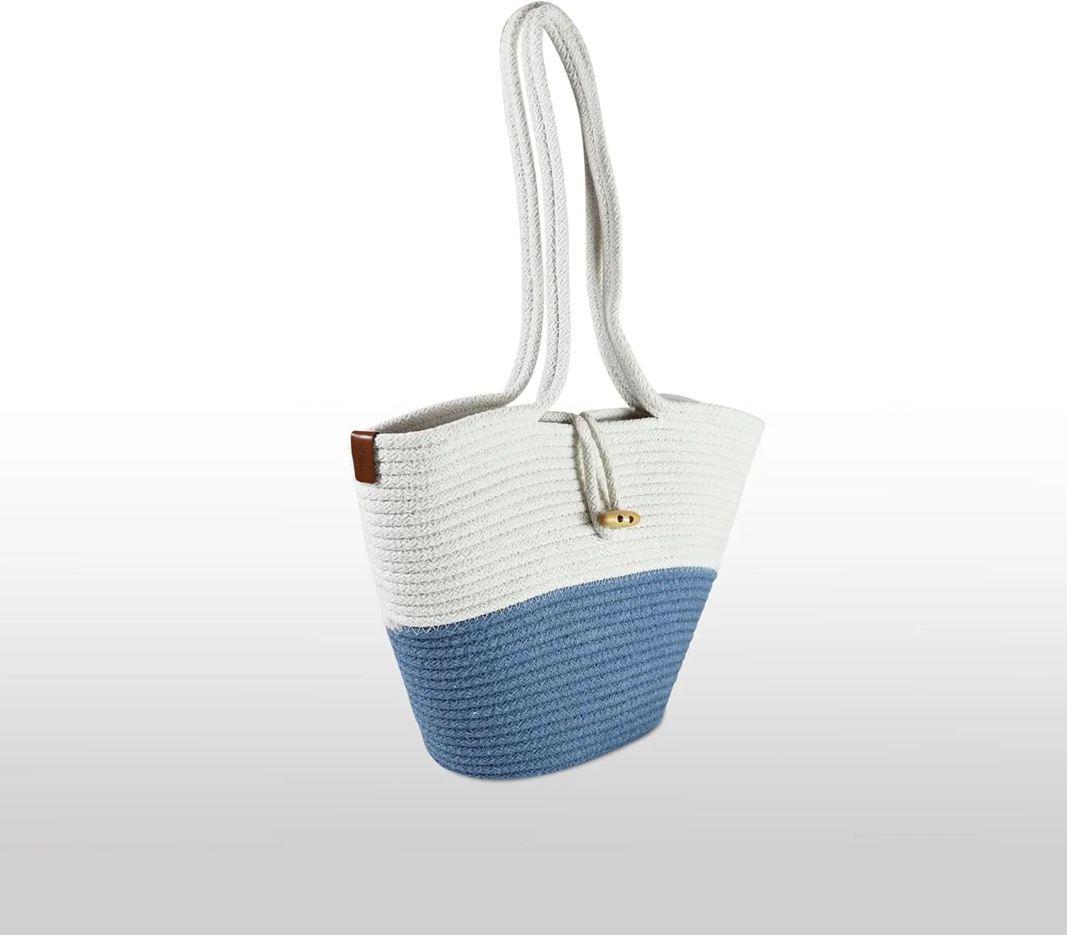Shoulder and Hand Bag for Women, Handmade by Braided Cotton Cord, Set of 2, Bag Sizes 15”x9” and 13”x8”, Beige/Off-White
