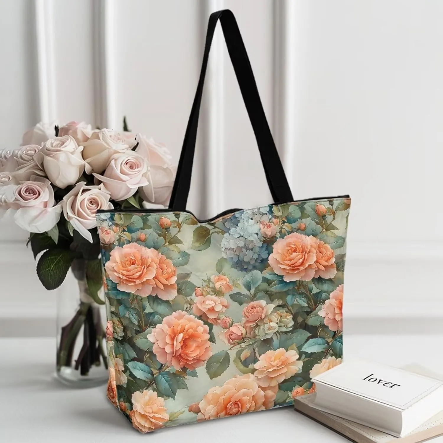 Shoulder Tote Bag for Women Foldable Hobo Handbag, Abstract Painting Art Eco Shopping Bag Tote Grocery Bags