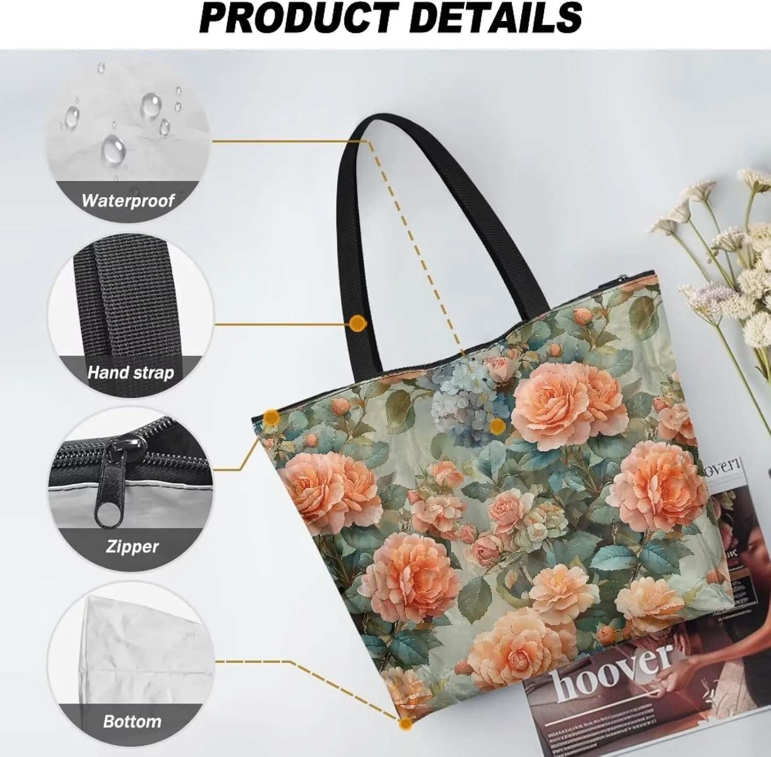 Shoulder Tote Bag for Women Foldable Hobo Handbag, Abstract Painting Art Eco Shopping Bag Tote Grocery Bags