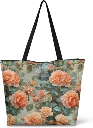 Shoulder Tote Bag for Women Foldable Hobo Handbag, Abstract Painting Art Eco Shopping Bag Tote Grocery Bags