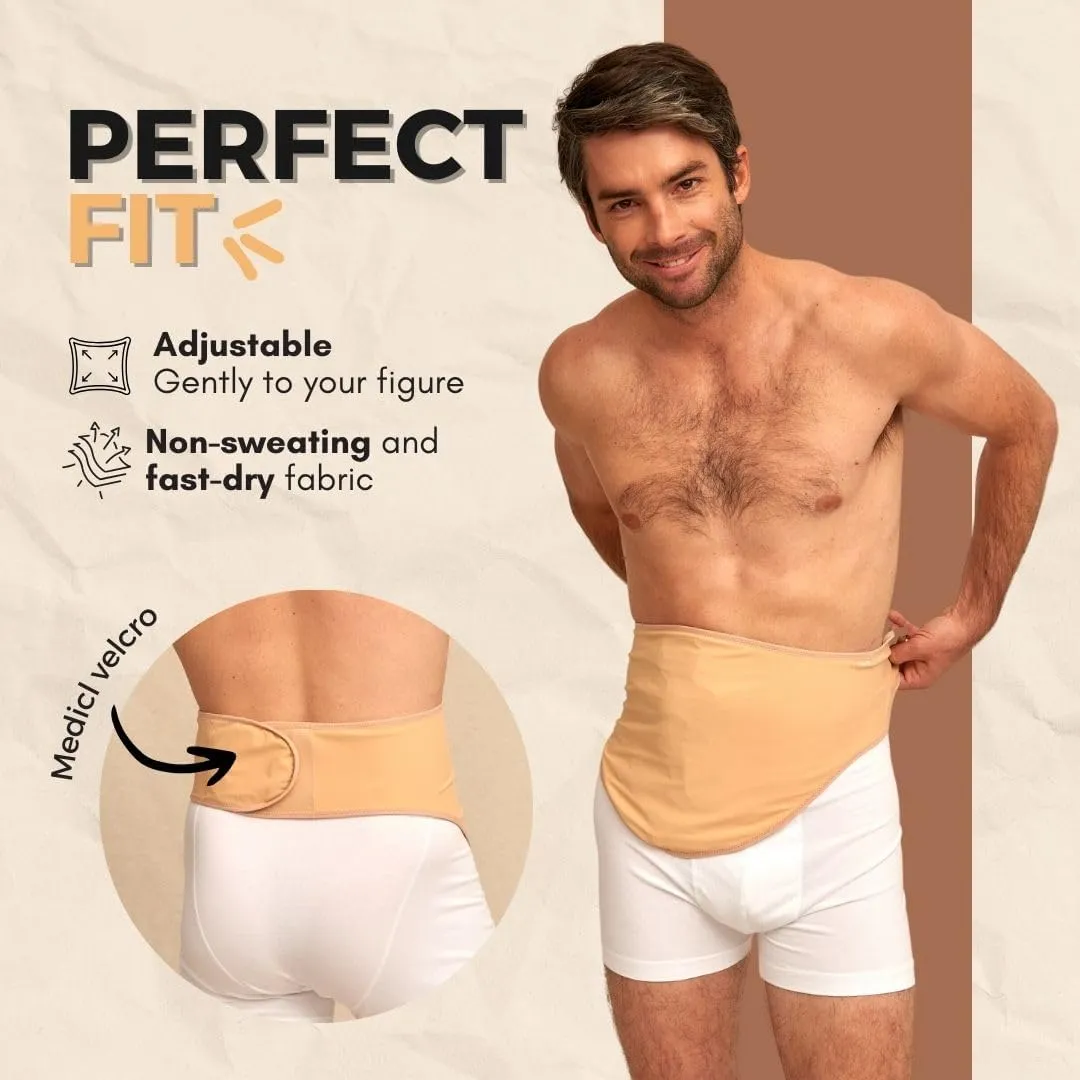 SIIL Ostomy Belt for Men   Protector | Colostomy & Ileostomy Bag Covers for Sports & Swimming | Stealth Stoma Belt with Zipper | Discreet Ostomy Wrap Abdomen Support | Made in Europe