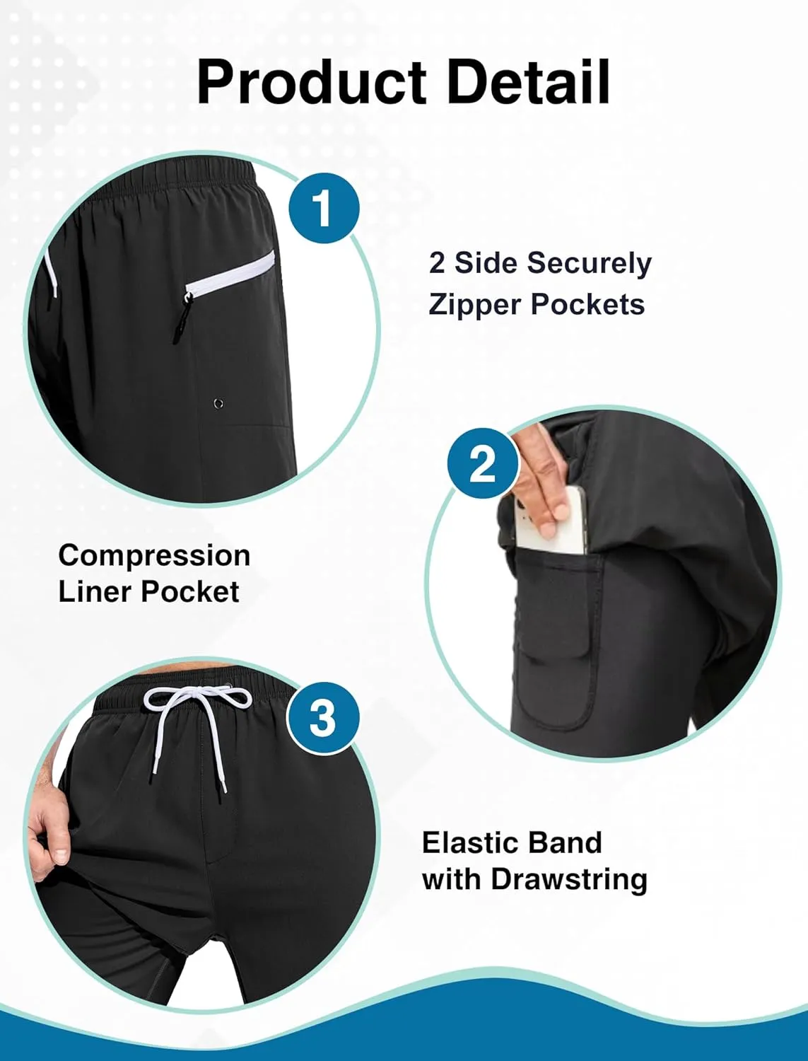 SILKWORLD Men Swim Trunks with Compression Liner 7" Bathing Suits Quick Dry Swimming Shorts with Zipper Pocket