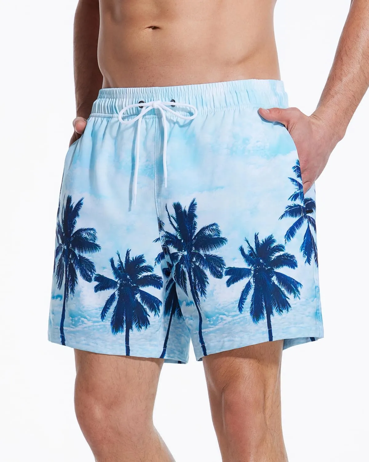 SILKWORLD Mens Swimming Trunks with Compression Liner 2 in 1 Quick-Dry Swim Shorts with Zipper Pockets