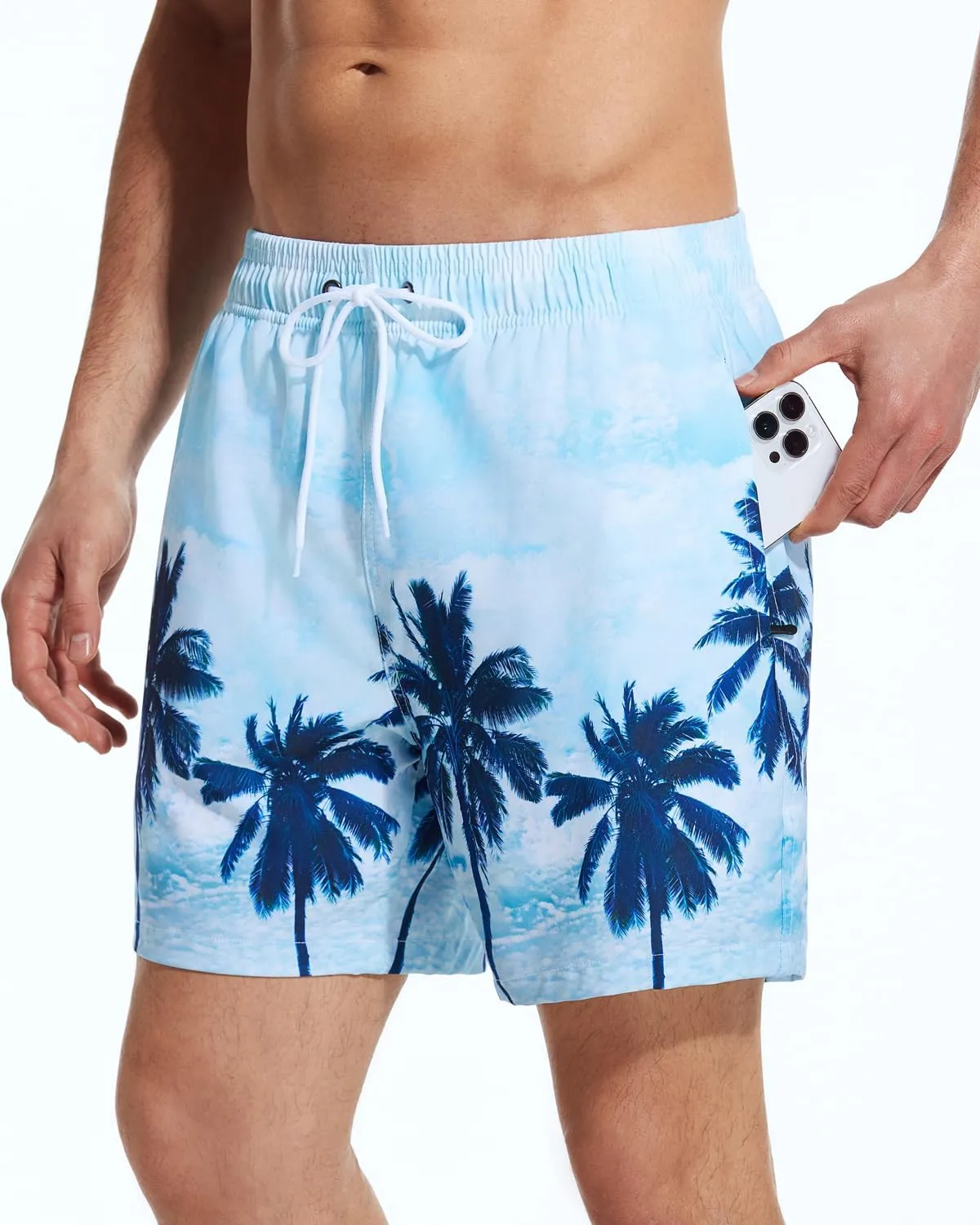 SILKWORLD Mens Swimming Trunks with Compression Liner 2 in 1 Quick-Dry Swim Shorts with Zipper Pockets