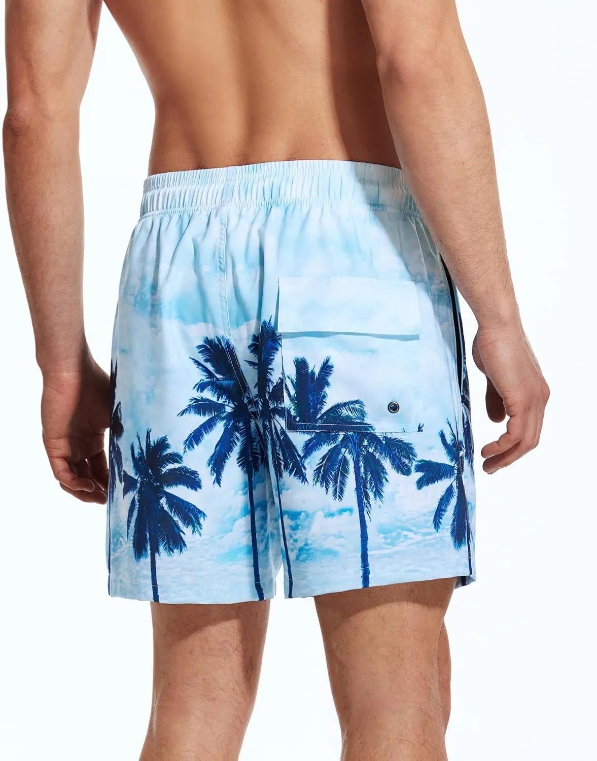 SILKWORLD Mens Swimming Trunks with Compression Liner 2 in 1 Quick-Dry Swim Shorts with Zipper Pockets