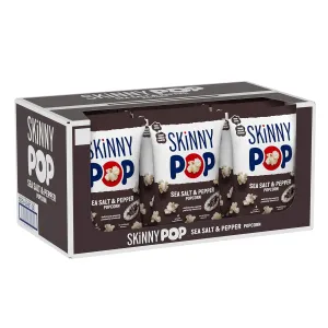 SkinnyPop Sea Salt & Pepper Popcorn, Gluten Free, Non-GMO, Healthy Popcorn Snacks, Skinny Pop, 4.4oz Grocery Size Bags (12 Count)