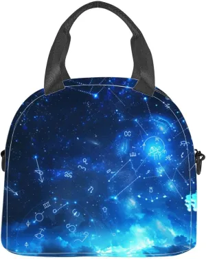 sky zodiac astronomy astrology tarot psychic Insulated Adult Lunch Bag with Shoulder Strap for Women Lightweight Reusable Portable Freezable Lunch Tote Bag for Work Picnic