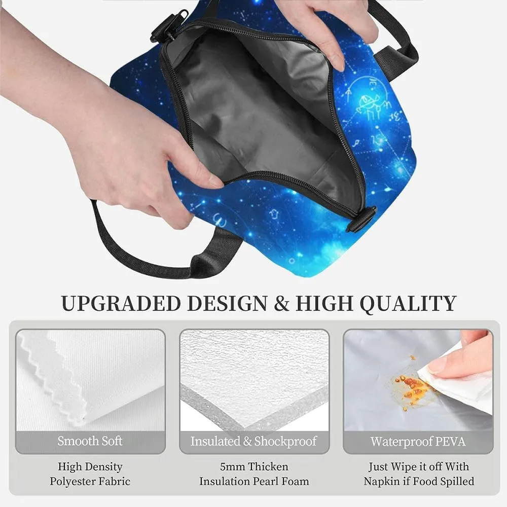 sky zodiac astronomy astrology tarot psychic Insulated Adult Lunch Bag with Shoulder Strap for Women Lightweight Reusable Portable Freezable Lunch Tote Bag for Work Picnic