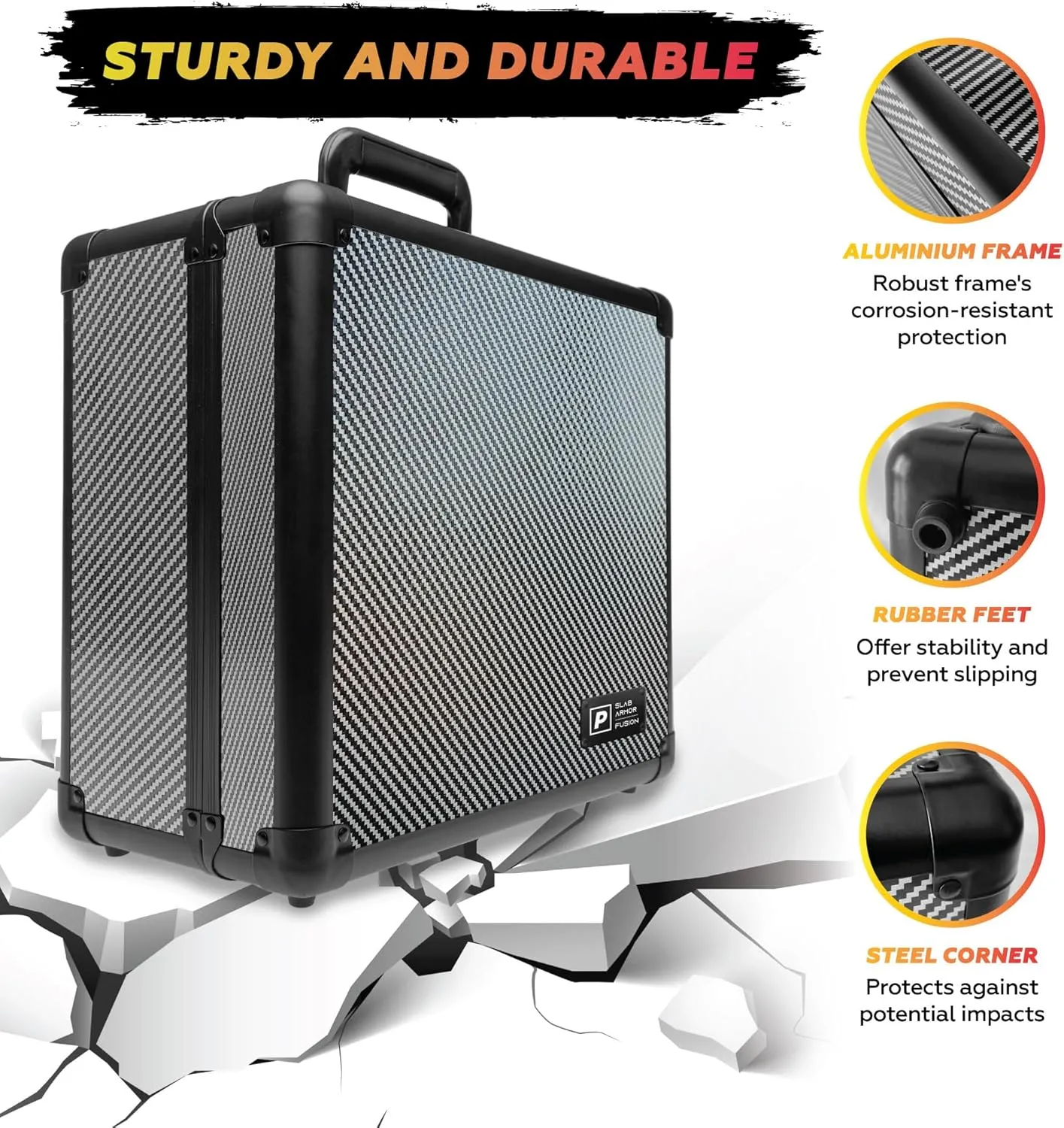SLAB ARMOR FUSION 160  4 Row Psa Graded Card Storage Box Graded Card Case Psa Slab Case for Graded Cards Baseball Card Cases for Sports Cards Storage Sports (CARBON FIBER)