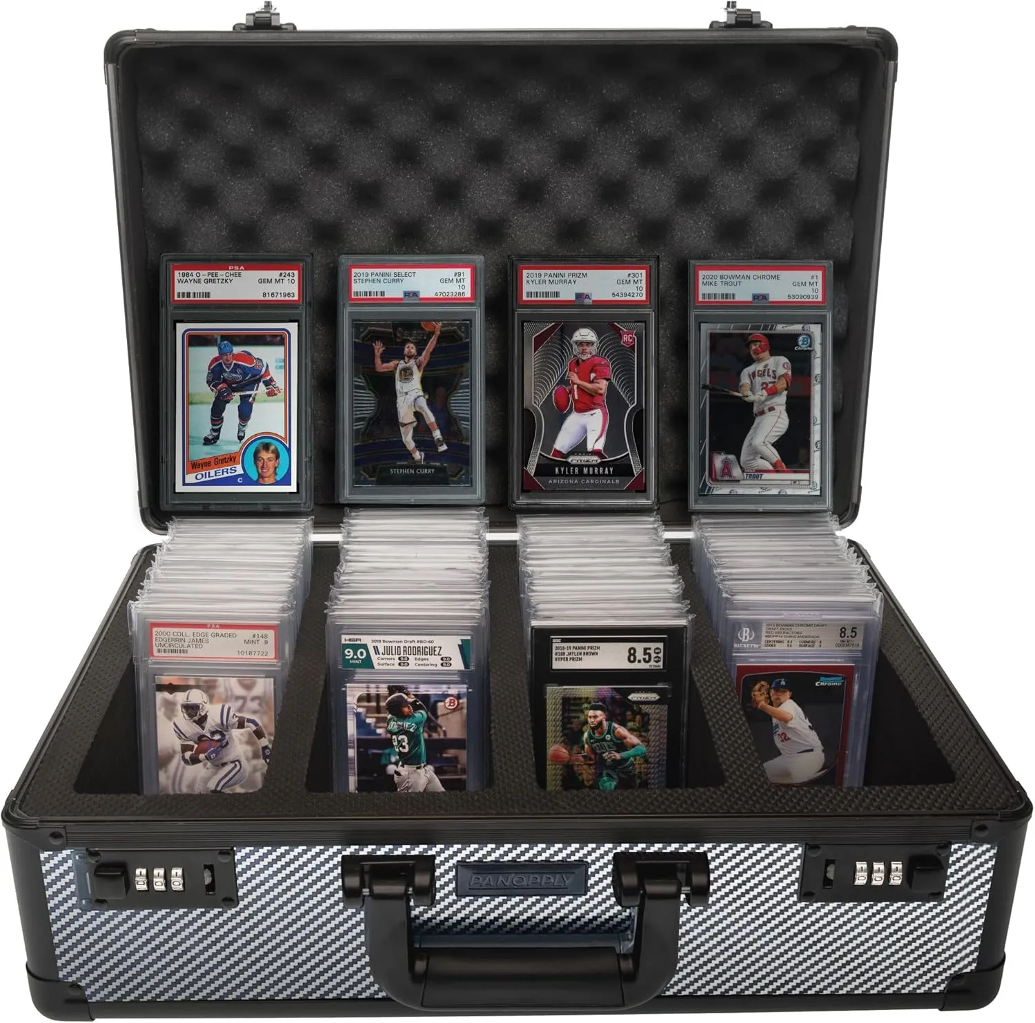 SLAB ARMOR FUSION 160  4 Row Psa Graded Card Storage Box Graded Card Case Psa Slab Case for Graded Cards Baseball Card Cases for Sports Cards Storage Sports (CARBON FIBER)