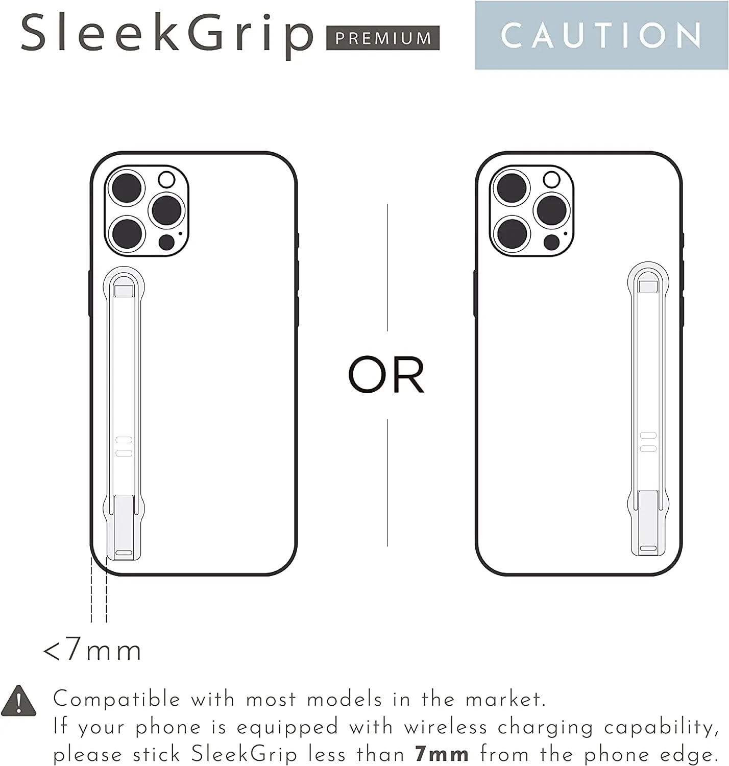 SleekGrip Premium: Swappable Phone Stand & Phone Grip - Ultra Thin Convertible Grip Holder Fits Most iPhone and Android Cases, Phone Strap Compatible with Wireless Chargers and Car Mounts